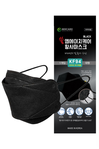 20PCS / KF94 MH Care Face Masks, Unisex, 4-Layer Filters Adult 쓸 엠에이치케어 KF94 20매 대형 블랙