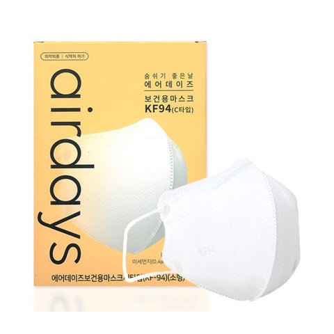 Pack of 10/ Airdays KF94 Face Mask/ Youth White/ Air Purifying Particulate Respirator/ 숨쉬기 좋은날 에어데이즈/ 보건용 마스크 새부리형