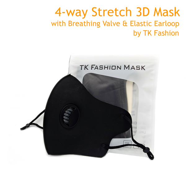4-way Stretch 3D Mask with Breathing Valve & Elastic Earloop
