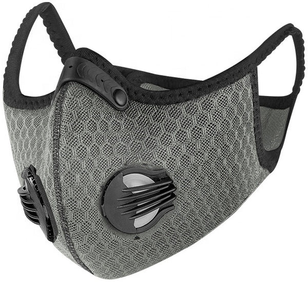 Cycling Mesh Outdoor Sports Face Mask Double Valves with (1) Free 5-layer Filter