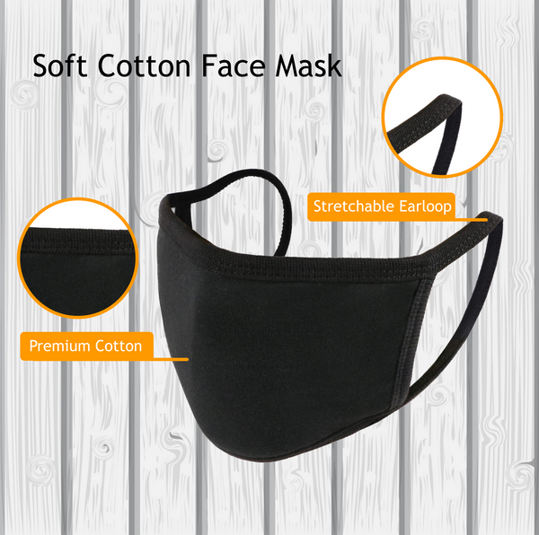 [2 PACK] Soft Poly-Cotton Face Black Mask Double Layer Reusable and Washable
