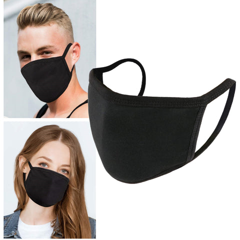 [2 PACK] Soft Poly-Cotton Face Black Mask Double Layer Reusable and Washable