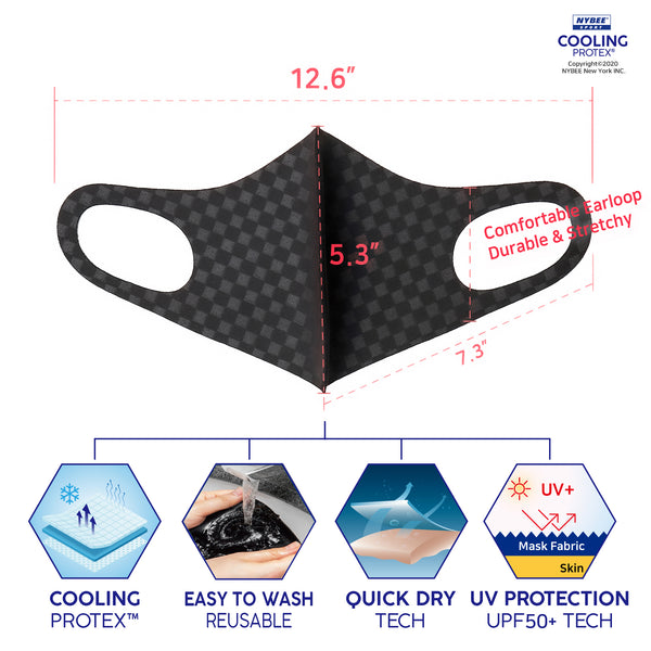 Cooling Protex Mask UPF 50+ UV Protection Quick Dry Tech Reusable Washable