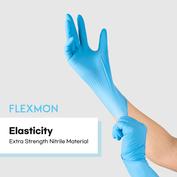 [100 Count] FLEXMON Nitrile Exam Gloves - 4.2mil. Disposable / Powder Free / Latex Free / Rubber Free