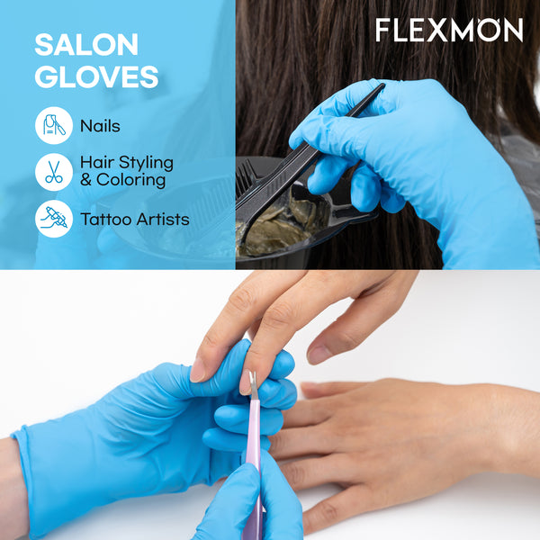 [100 Count] FLEXMON Nitrile Exam Gloves - 4.2mil. Disposable / Powder Free / Latex Free / Rubber Free