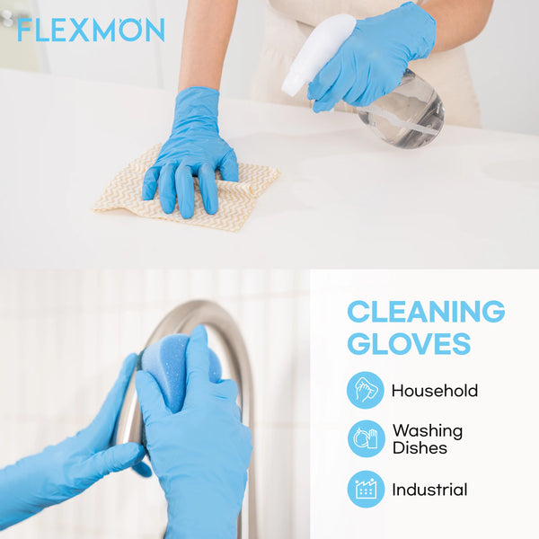 [1000 Count] FLEXMON Nitrile Exam Gloves - 4.2mil. Disposable / Powder Free / Latex Free / Rubber Free