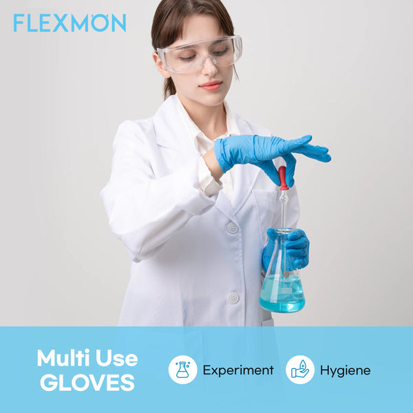 [1000 Count] FLEXMON Nitrile Exam Gloves - 4.2mil. Disposable / Powder Free / Latex Free / Rubber Free