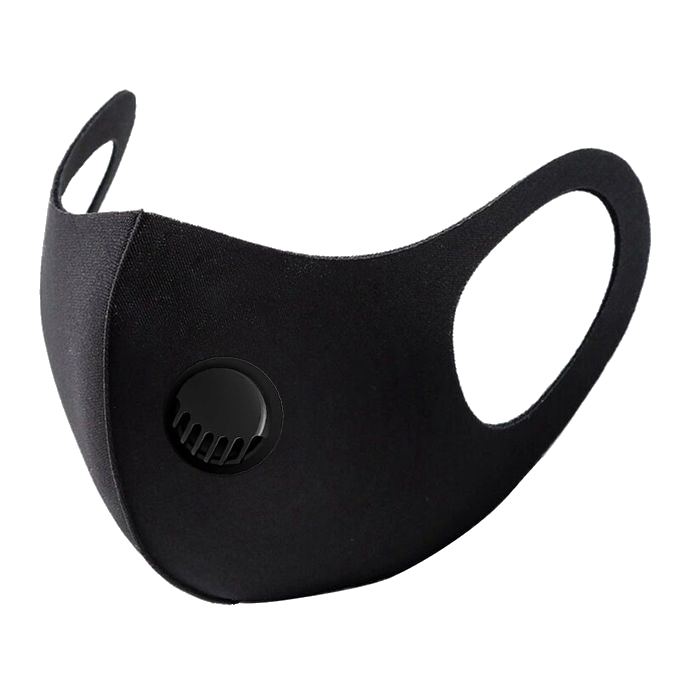 Reusable Face Mask Black Pattern with Valve Breathing Filter - TDI, Inc