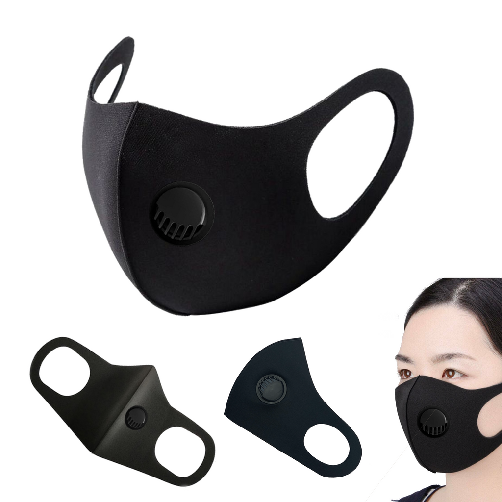 Reusable Face Mask Brown Pattern with Valve Breathing Filter