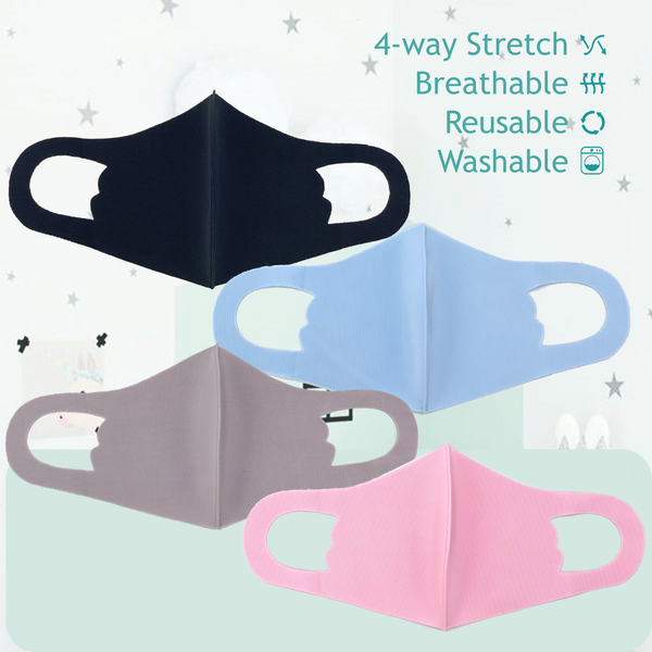 [4 PACK] 3D Kids Fashion Face Mask 4 colors Black + Blue + Gray + Pink 어린이용 3D 4색 마스크 세트