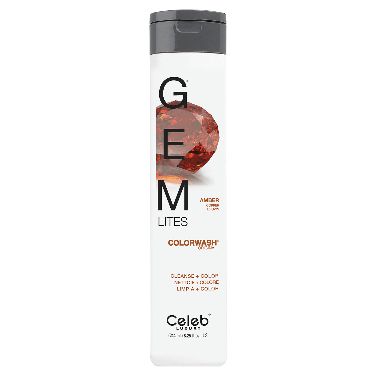 Celeb Luxury GEM LITES Colorwash Amber Copper Brown 8.25 Fl. oz / 244ml