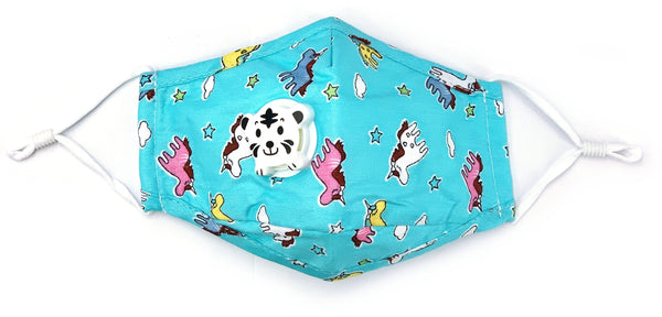 Kids Children Cotton Reusable Washable Mask with Breather Valve & Filter Pocket 어린이용 면소재 마스크 필터포켓