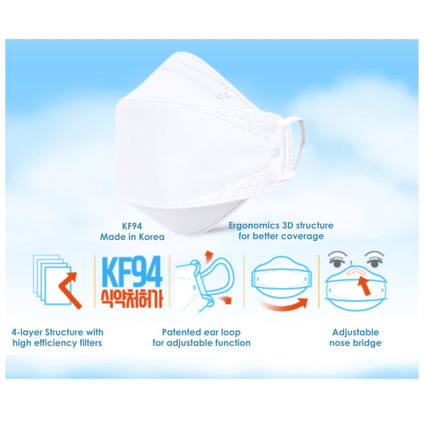 [10 PACK] You & I KF94 Mask White XS size for Age 1~3 years old 유앤아이 KF94 초소형 10매 화이트