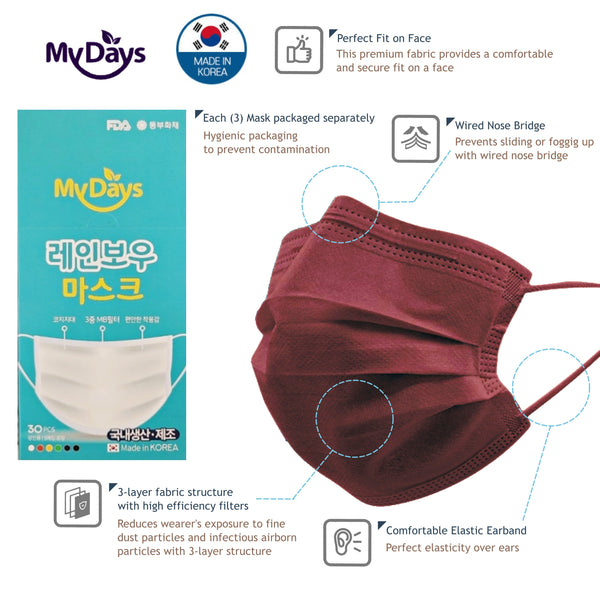 [30 PACK] MyDays Rainbow Mask 3-layered Everyday Mask