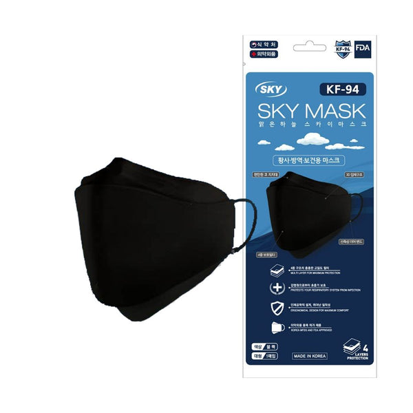 SKY KF94 Face Mask Adult Black 스카이 KF94 대형 블랙